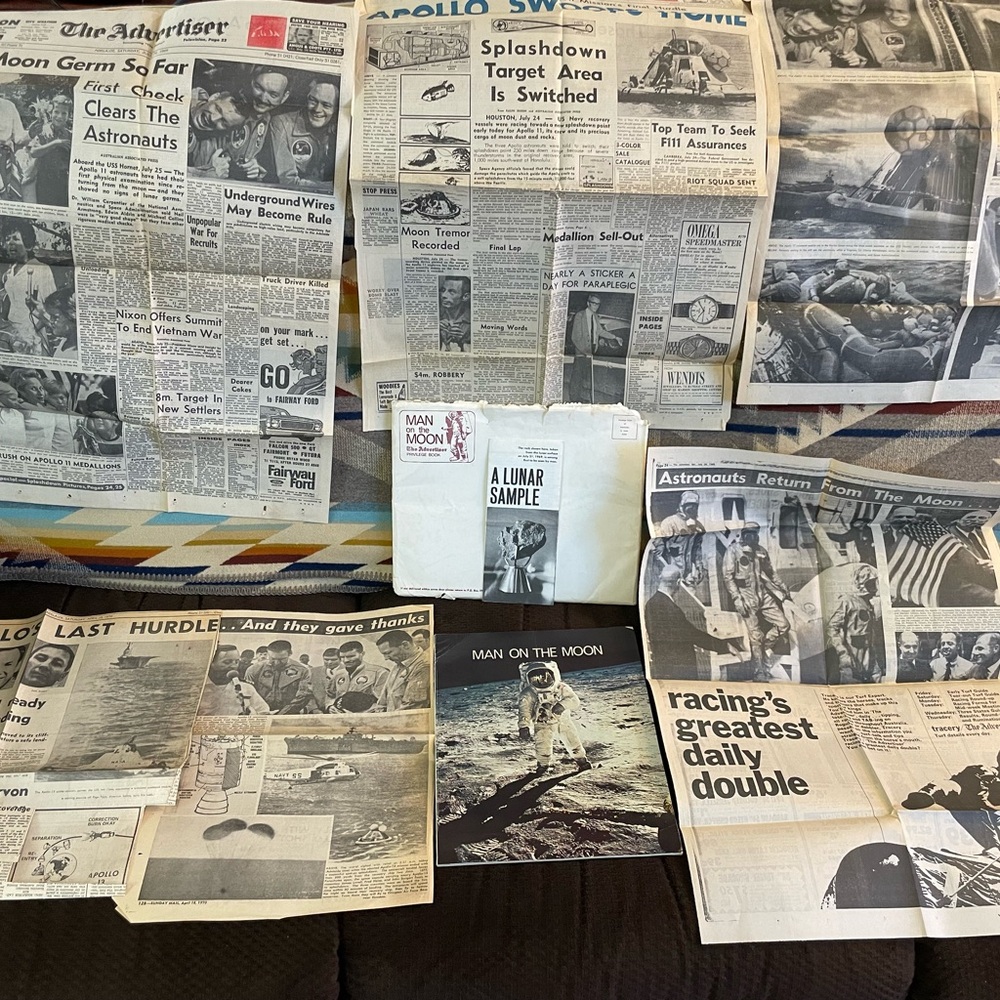 Vintage Newspaper Print Collection Clippings Memorabilia Apollo 11 Moon Landing